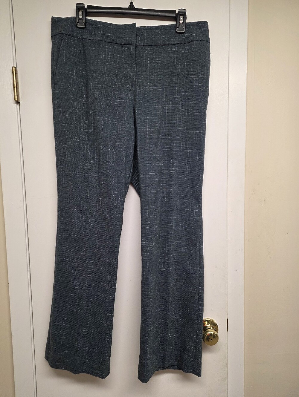 Ann Taylor Factory Slate Gray Textured Straight-Leg Trousers